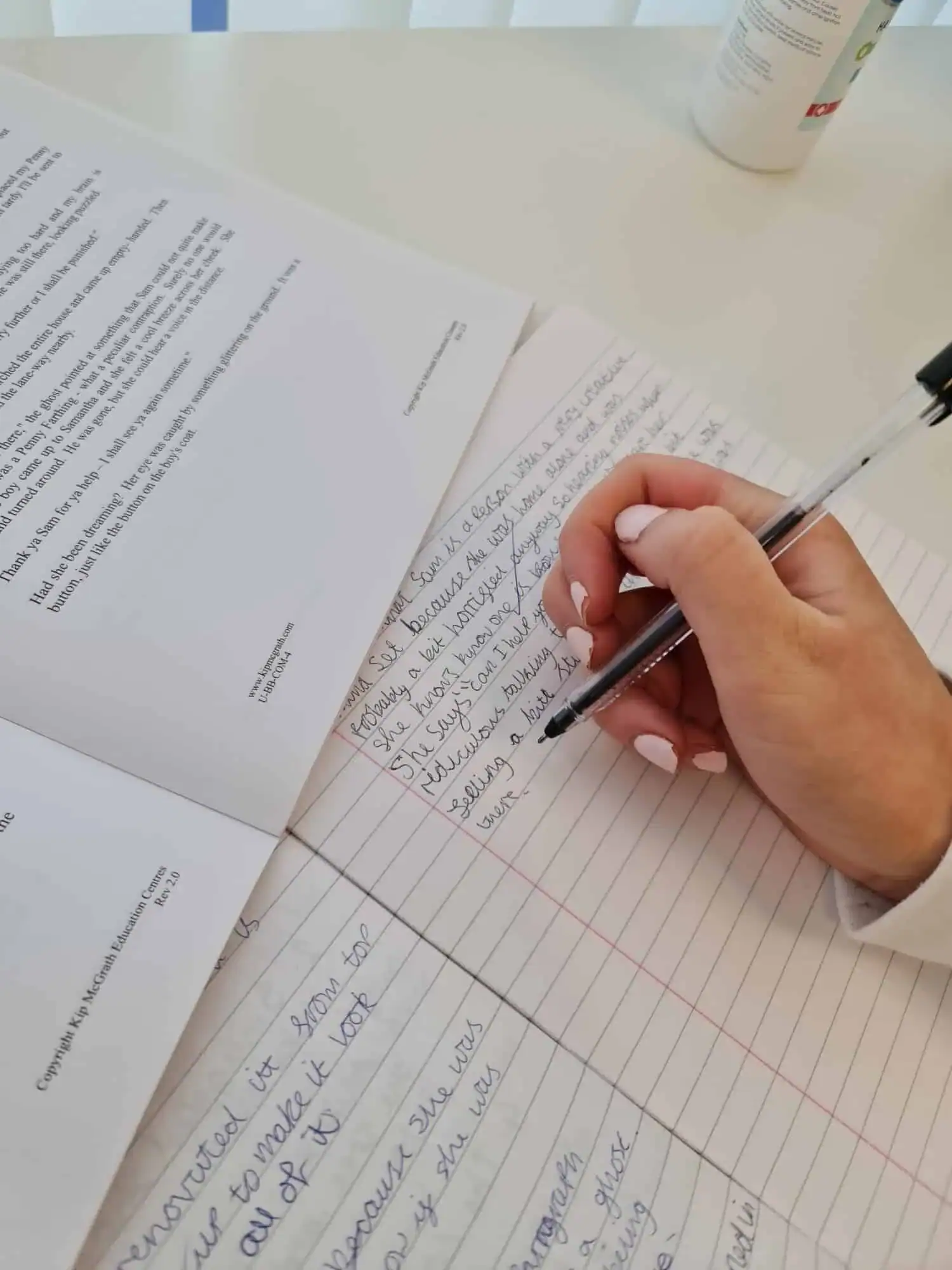 Secondary student studying English